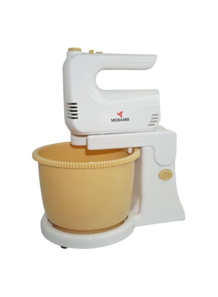 MEBASHI Stand Bowl Mixer, 3 L Capacity, 5 Speeds with Turbo, 250W Motor, White (ME-SBM1004PP)