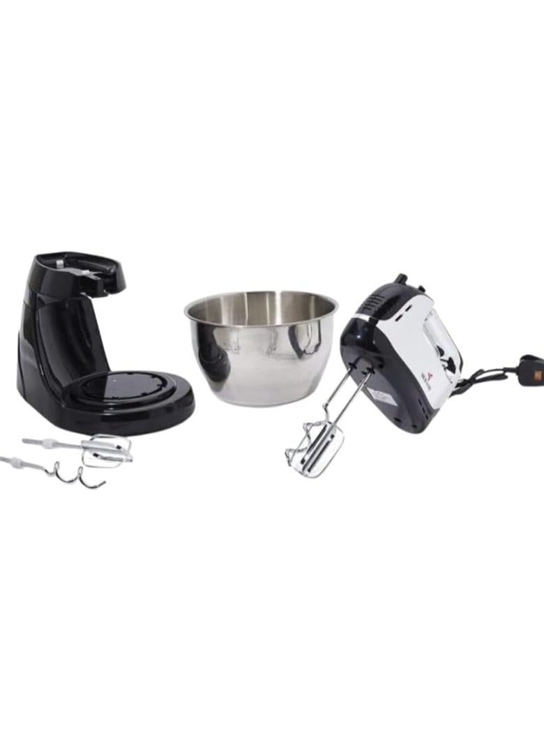 MEBASHI 4.5L Stand Bowl Mixer, 5 Speeds, 2 Beaters, 2 Dough Hooks, (350W) Black (ME-SBM1002)