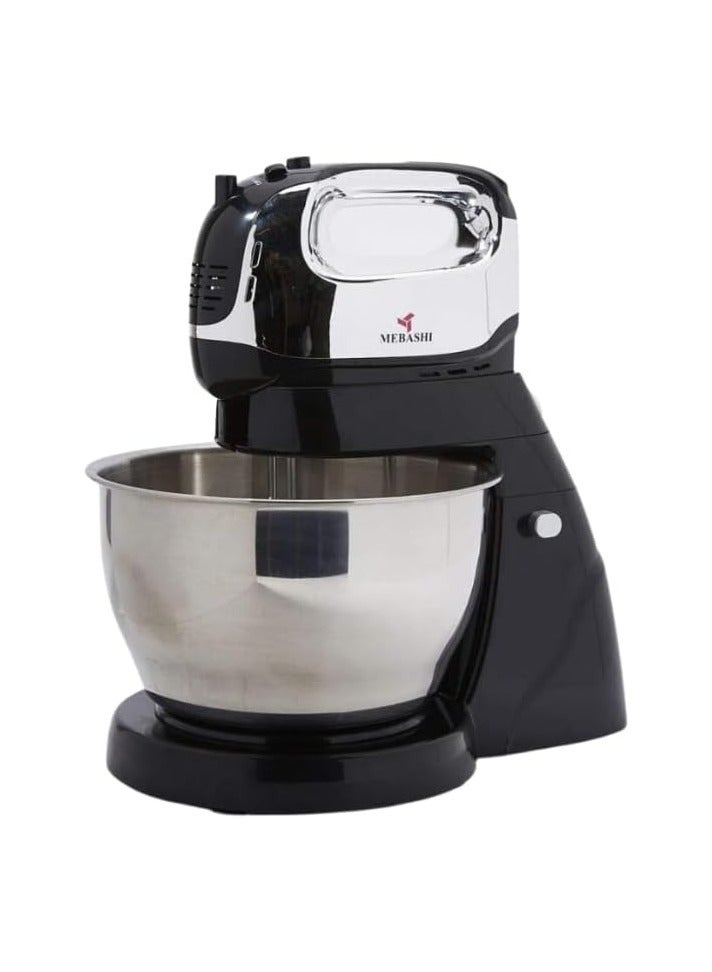 MEBASHI 4.5L Stand Bowl Mixer, 5 Speeds, 2 Beaters, 2 Dough Hooks, (350W) Black (ME-SBM1002)