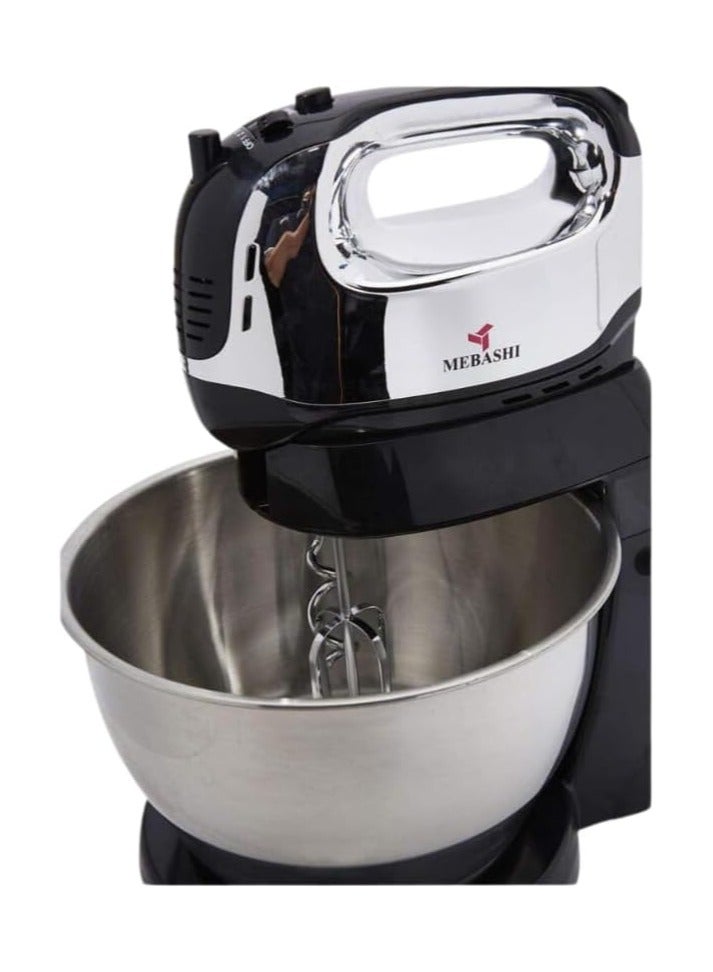 MEBASHI 4.5L Stand Bowl Mixer, 5 Speeds, 2 Beaters, 2 Dough Hooks, (350W) Black (ME-SBM1002)