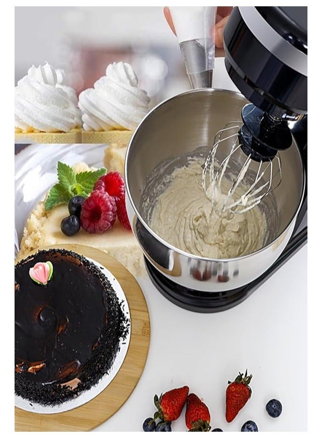 MEBASHI 12 Litre Stainless Steel Bowl Mixer, 6 Speed Control with Pulse, Accessories (ME-SBM1114) (Black)