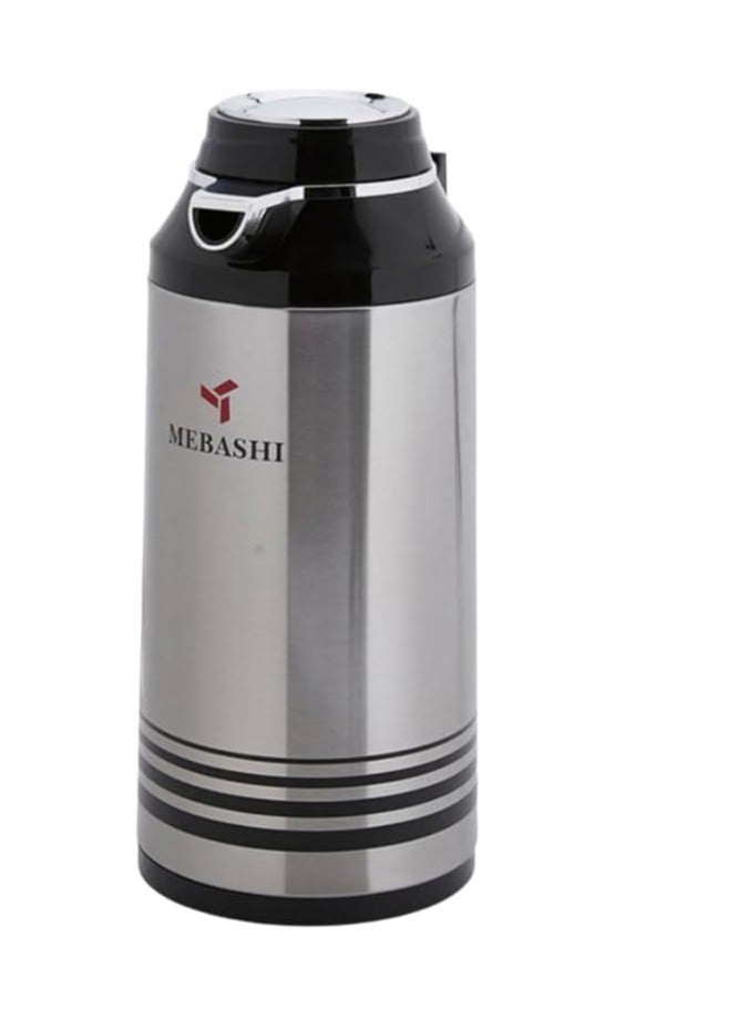 MEBASHI 1.3L Stainless Steel Vacuum Flask with Pump Action and Push-Button Lock(ME-STG1300S)