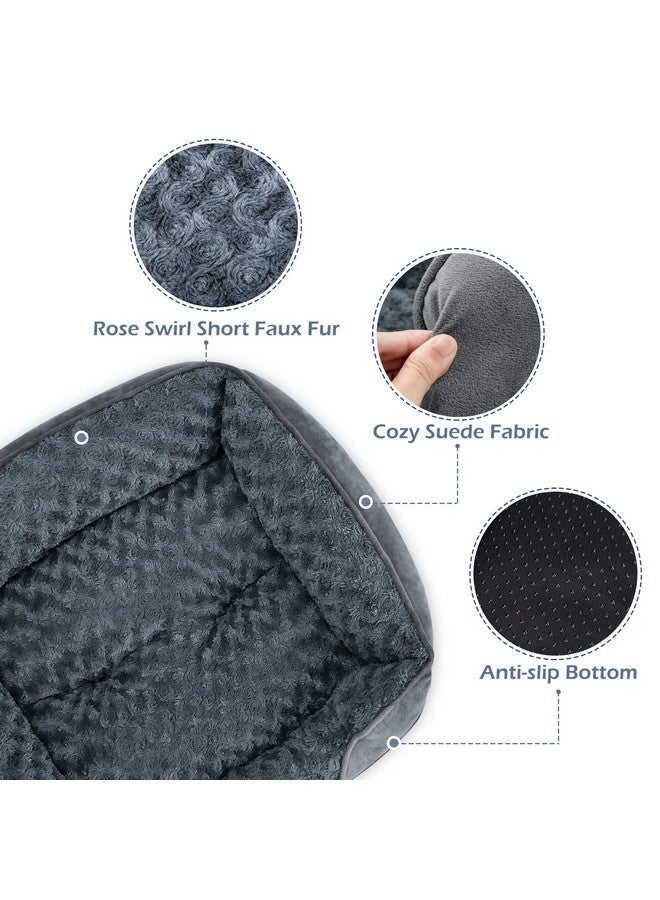 Dog Bed For Large Medium Small Dogs/Puppy, Rectangle Washable, Orthopedic, Soft Calming Sleeping Durable Pet Cuddler With AntiSlip Bottom S(20