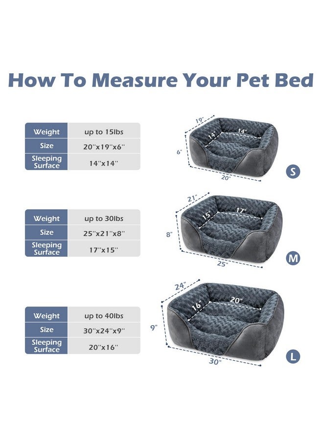 Dog Bed For Large Medium Small Dogs/Puppy, Rectangle Washable, Orthopedic, Soft Calming Sleeping Durable Pet Cuddler With AntiSlip Bottom S(20