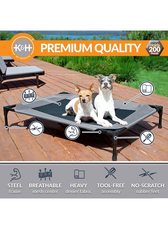 Dog Cots Beds For Large Dog Elevated Outdoor Dog Cot Bed Raised Dog Hammock Cooling Bed Washable, Portable Dog Cot Heavy Duty Durable Metal Frame, Large, Gray/Black Mesh