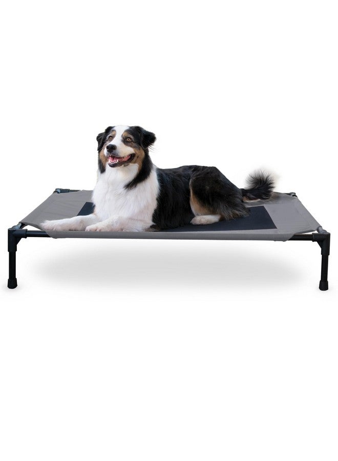 Dog Cots Beds For Large Dog Elevated Outdoor Dog Cot Bed Raised Dog Hammock Cooling Bed Washable, Portable Dog Cot Heavy Duty Durable Metal Frame, Large, Gray/Black Mesh