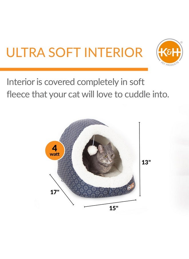 ThermoPet Cave Heated Cat Bed  Gray/Geo Flower 17 X 15 X 13 Inches