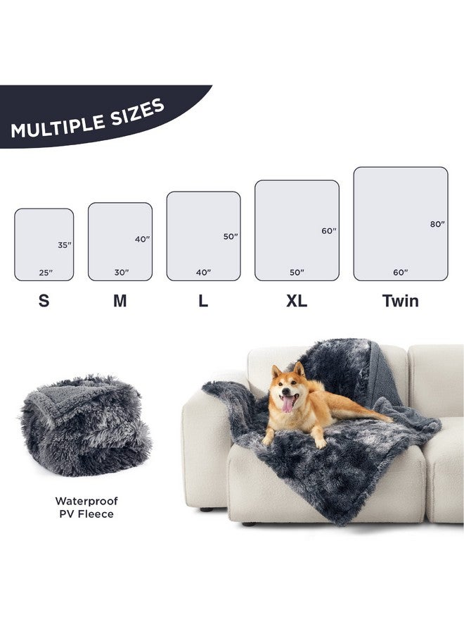 Waterproof Dog Blankets For Large Dogs  Calming Cat Blanket For Bed Couch Protector Washable, Long Faux Fur Pet Throw Blanket For Puppy, Reversible Furniture Protection, 60