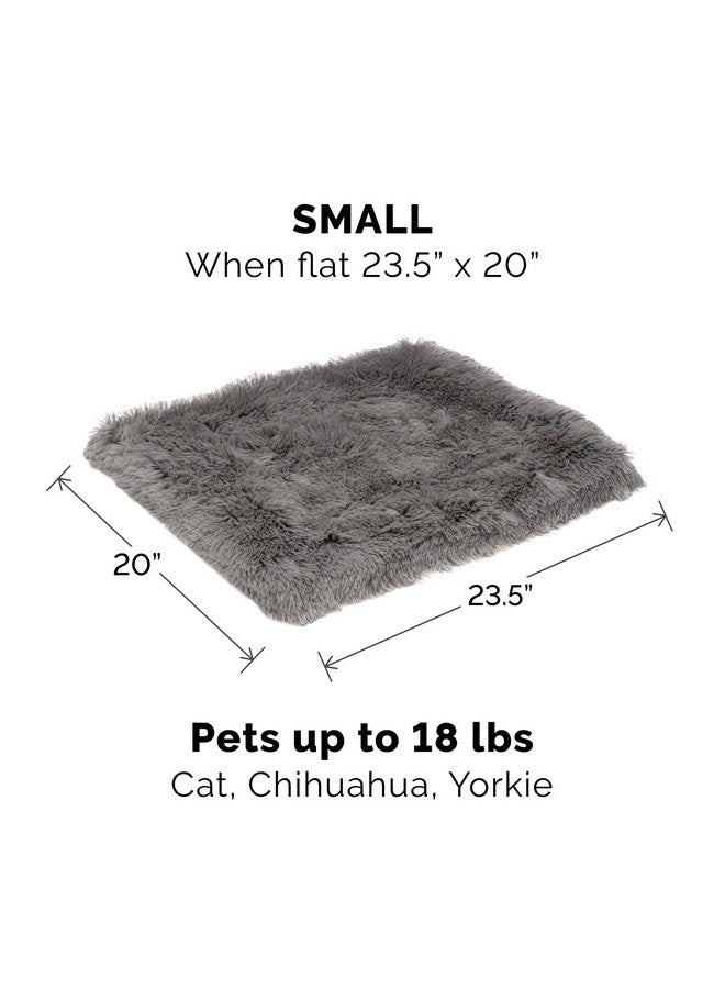 SelfWarming Cat Bed For Indoor Cats, 4BedsIn1 & Washable  Plush Long Faux Fur Convertible Cuddler  Gray, Small