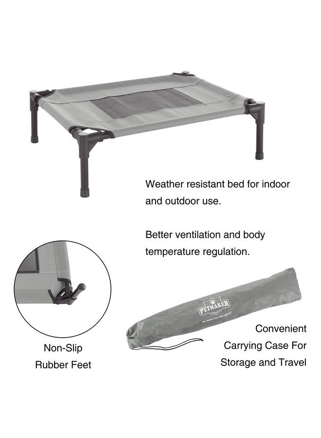 Elevated Dog Bed  24.5X18.5Inch Portable Pet Bed With NonSlip Feet  Indoor/Outdoor Dog Cot Or Puppy Bed For Pets Up To 25Lbs (Gray)