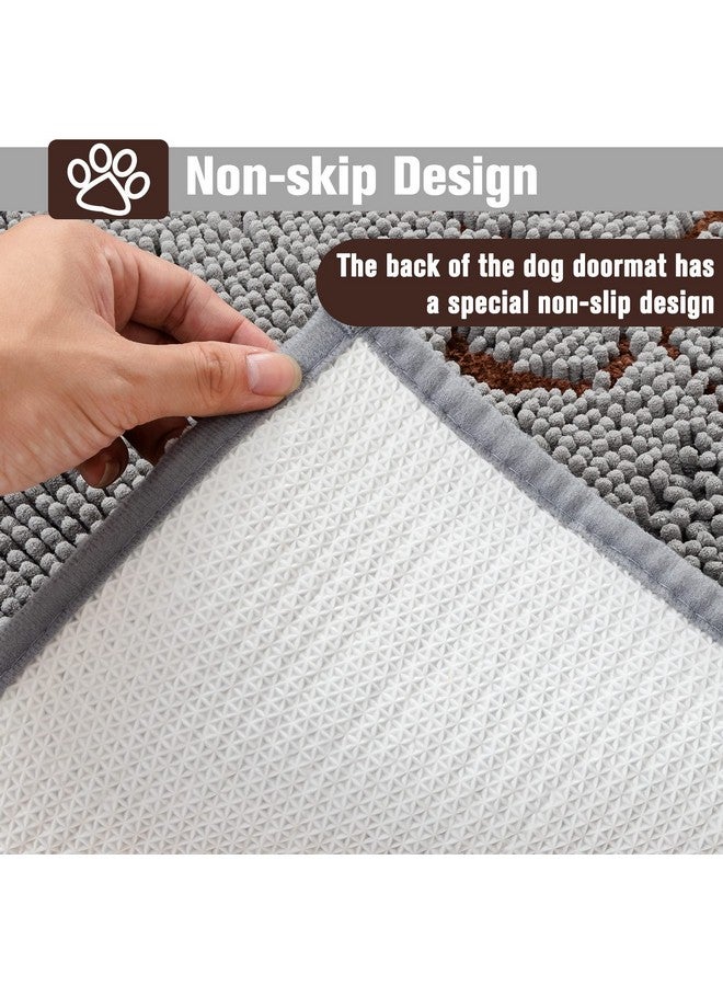Dog Doormat For Dirty  60 X 30 Inch Super Absorbent Microfiber, Non Skid Backing, Gery Door Mat