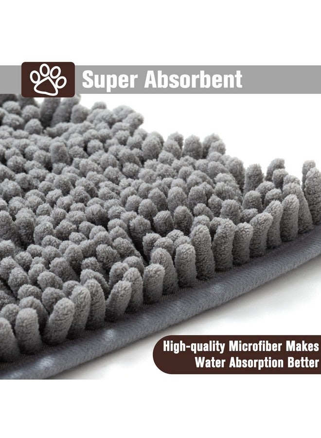 Dog Doormat For Dirty  60 X 30 Inch Super Absorbent Microfiber, Non Skid Backing, Gery Door Mat