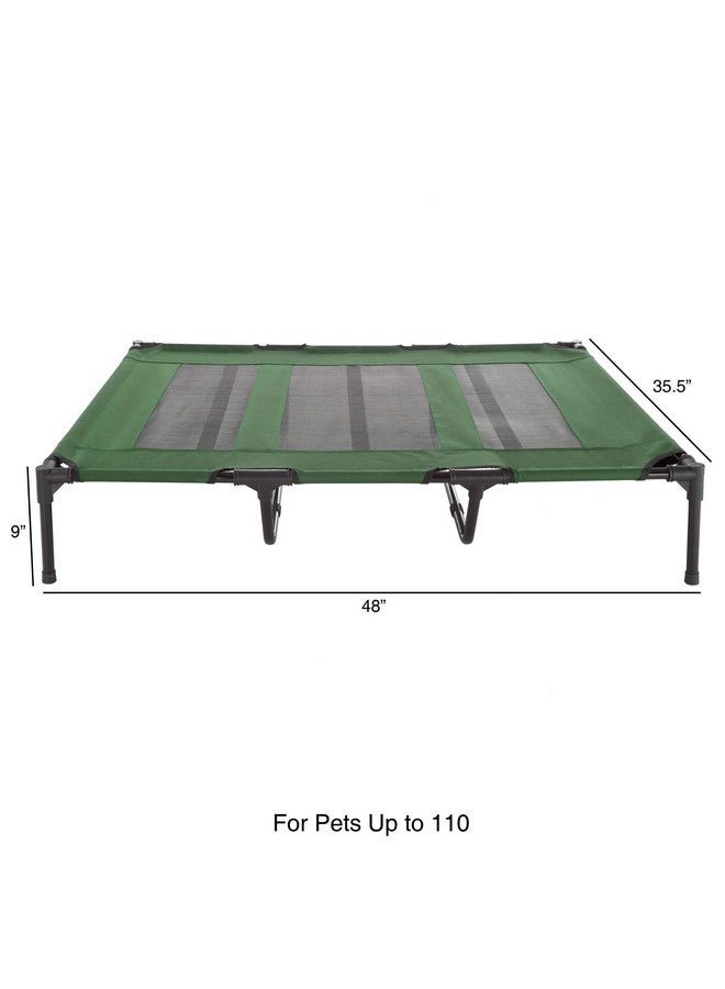 Elevated Dog Bed  48X35.5Inch Portable Pet Bed With NonSlip Feet  Indoor/Outdoor Dog Bed Or Puppy Cot For Pets Up To 110Lbs By Petmaker (Green)