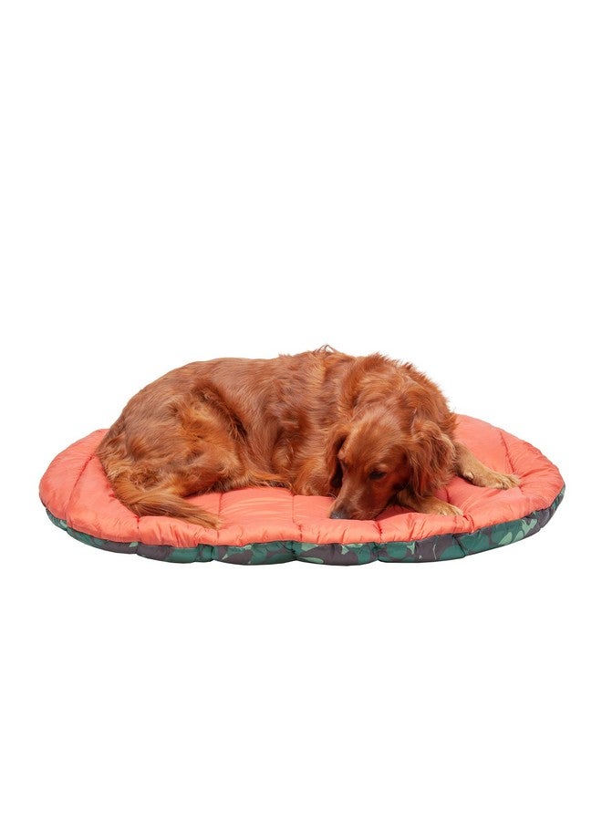 Outdoor Travel Dog Bed For Large/Medium Dogs W/ Carry Bag, Washable & Foldable, Great For Crates & Kennels  Trail Pup Travel Pillow Mat W/ Stuff Sack Bag  Paprika/CamoPaw, Large