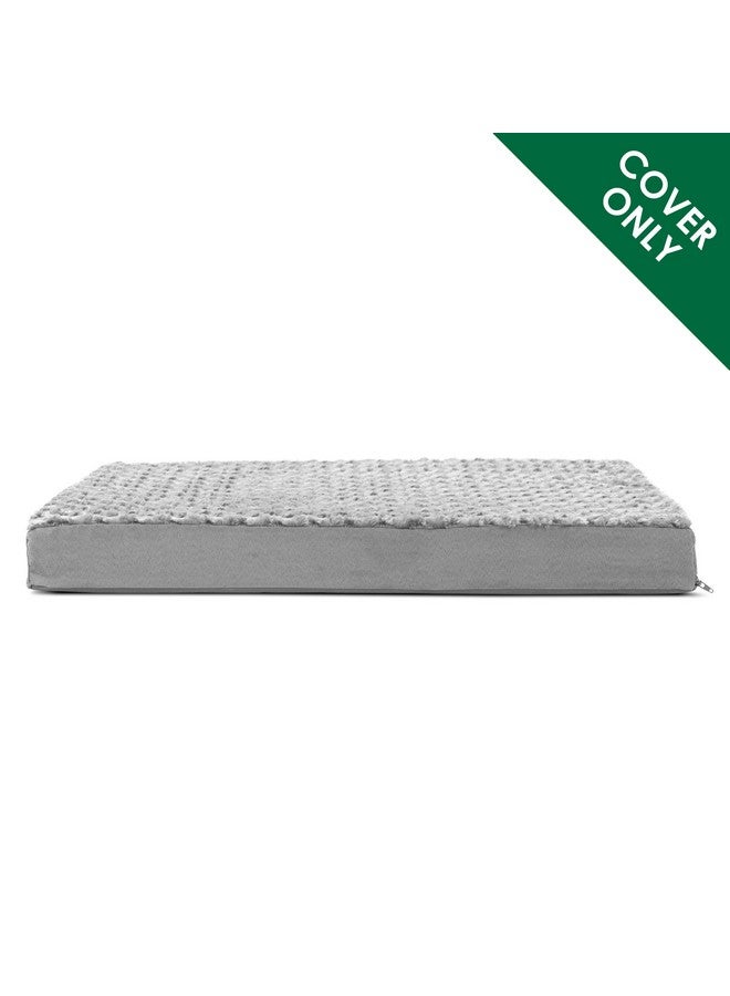 Replacement Dog Bed Cover Ultra Plush Faux Fur & Suede Mattress, Machine Washable  Gray, Large