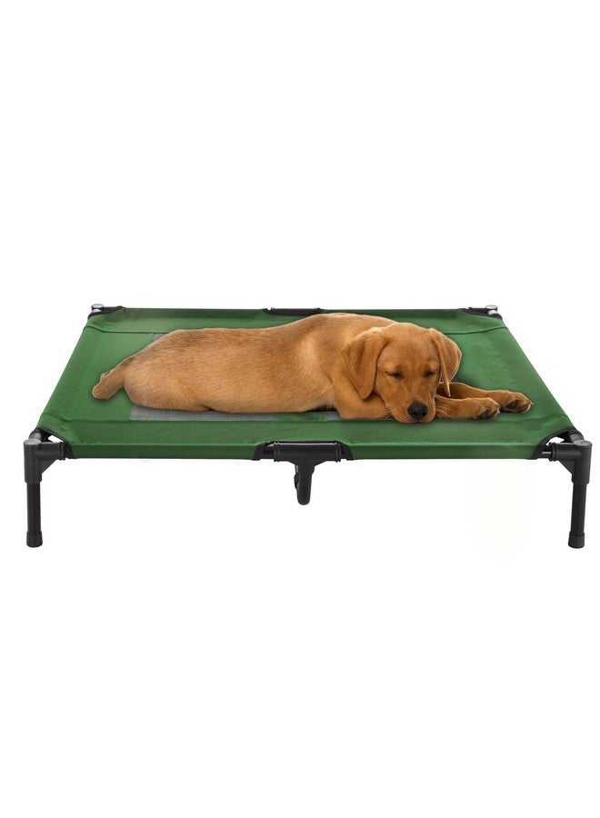 Elevated Dog Bed  36X29.75 Portable Bed For Pets With NonSlip Feet  Indoor/Outdoor Dog Cot Or Puppy Bed For Pets Up To 80Lbs By Petmaker (Green)