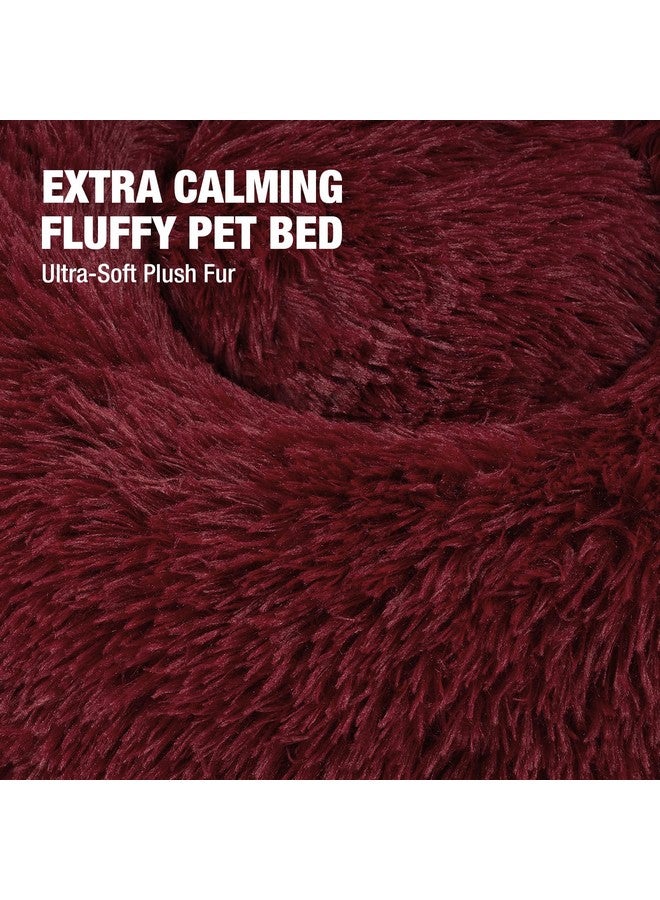 Calming Dog Bed For Medium Small Dog, Anti Anxiety Donut Medium Pet Bed, Round Fluffy Cuddler Washable Dog Bed, Indoor Dog Cat Bed With AntiSlip Bottom Fits Up To 25 Lbs Pet, 23