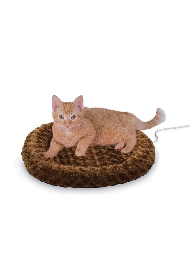 Heated ThermoKitty Fashion Splash Indoor Cat Bed, Orthopedic Foam Base Heated Bed For Dogs Or Cats With Removable Waterproof Heater, Mocha Small 18 Inches Round