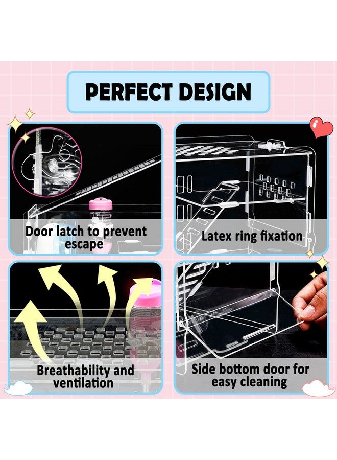 Dwarf Hamster Cage Transparent Hamsters Cages And Habitats Gerbils Acrylic Cage Cute Mini Pet Habitat With Accessories Exercise Wheel Water Bottle Food Bowl For Small Animal Blue