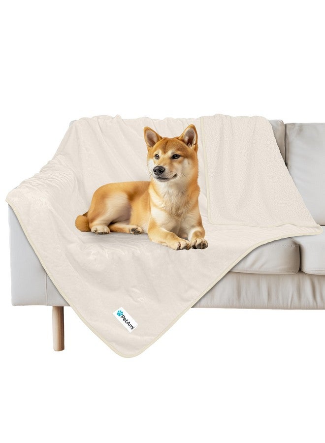 Waterproof Dog Blanket For Medium Large Dogs, Pee Proof Pet Blanket For Bed Couch, Reversible Water Proof Blanket For Puppy Indoor Cat, Soft Dog Pee Crate Cover Washable, 60X80 Beige