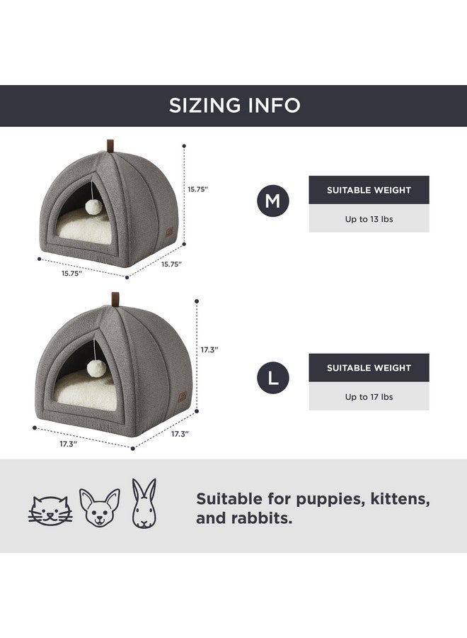 Cat Beds For Indoor Cats  2 In 1 Cat Cave For Kittens And Small Pets, Foldable Cat House Tent With Removable Washable Cushioned Pillow, Cat Hideaway With NonSlip Bottom, Grey, 16 Inches