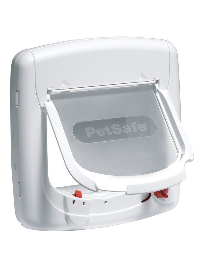 , Deluxe Magnetic Cat Flap, Selective Entry, 4 Way Locking, White