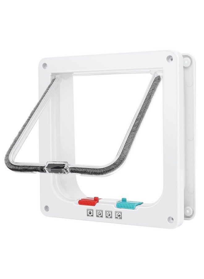 Cat Door, Safety Pet Door With 4 Way Lock, Weatherproof & Easy Installation Cat Flap Door For Interior Exterior Door, Window, Wall(Medium, 5.9In X 6.1In Flap)
