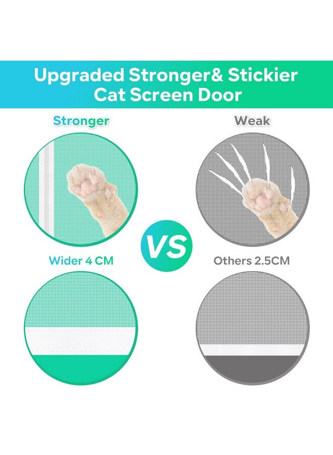 Reinforced Cat Screen Door, 32X82” Heavy Duty Pets Proof Screen Door With Bilateral Zipper, Prevent Dogs Cats Running Out From Home, Bedroom, Living Room, Kitchen Patio Door