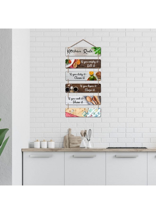 Decorative Wall Hanging Decoration Item For Kitchen | Bedroom| Kitchen Quotes Items | Wall Art For Hall | Mdf Wall Hanger, Set Of 6(Wh_3265N),Engineered Wood