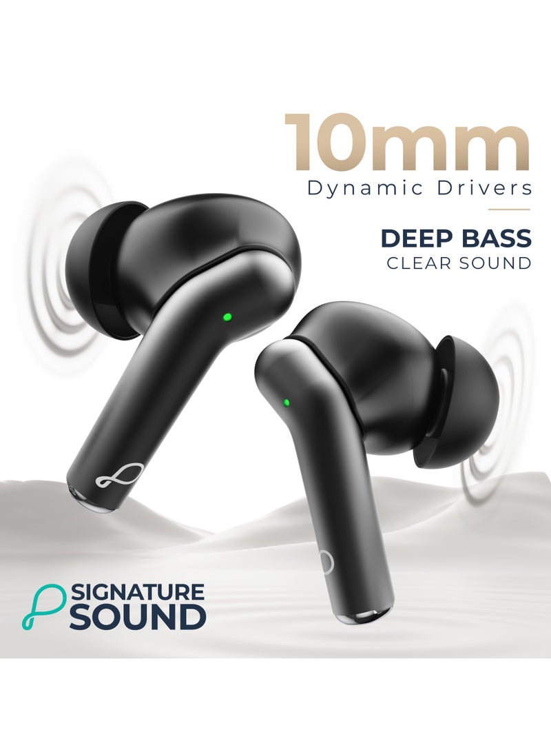 Glory Buds with AI Environmental Noise Cancellation, 10mm Dynamic Drivers, Deep Bass, 20-Hour Playtime, IPX4 Splash & Sweat Resistance, Premium Diamond Cut Design, Bluetooth 5.1, Black