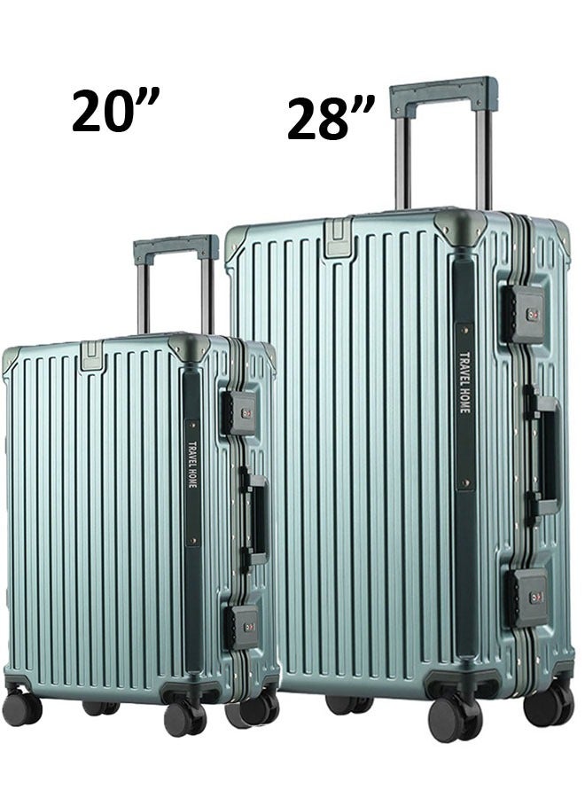 Set Of 2 Premium Expandable Aluminum Frame & PC Suitcase With USB charging port and C type 20 & 28 Inch