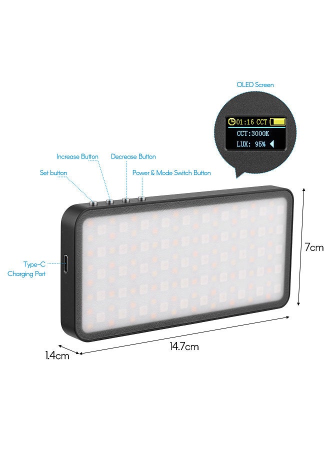 Andoer RGB LED Video Light Portable Light Panel 3000K-6500K Dimmable Brightness 30 Special Effects CRI ≥95 for Portrait Video Recording Product Photography