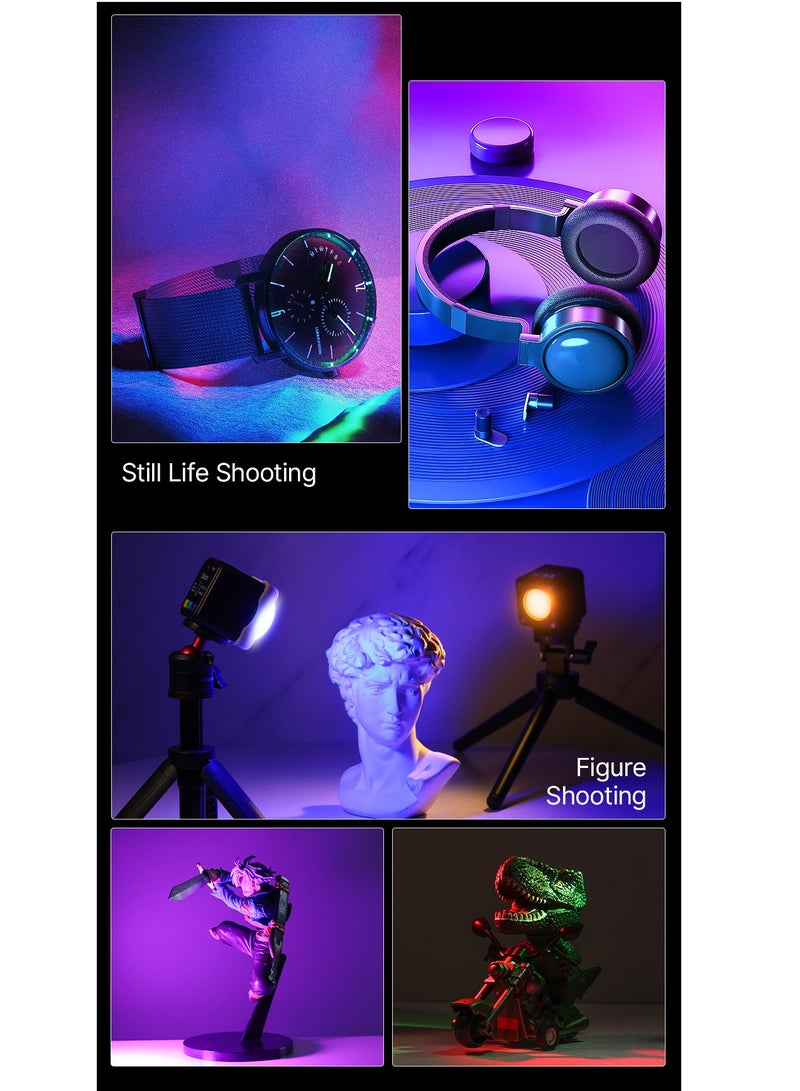 Ulanzi L2 RGB Mini COB Video Camera, Light Dimmable, 360° Full-Color Light, with Diffuser Honeycomb Photography, for DSLR Camera