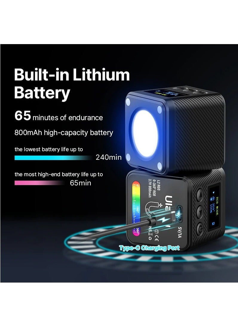 Ulanzi L2 RGB Mini COB Video Camera, Light Dimmable, 360° Full-Color Light, with Diffuser Honeycomb Photography, for DSLR Camera