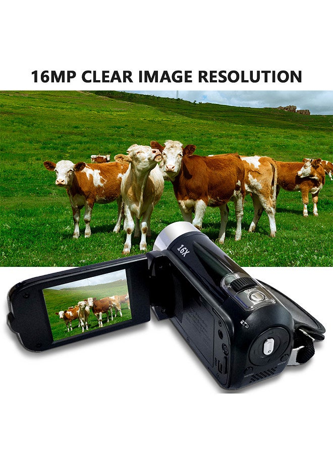 Portable 1080P High Definition Digital Video Camera DV Camcorder 16MP 2.7 Inch LCD Screen 16X Digital Zoom Built-in Battery