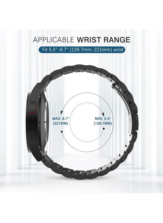 Black Stainless Steel Metal Band for Samsung Galaxy Watch – No-Gap Design for 7FE, 6, 5, 4 (40mm, 44mm), 5 Pro (45mm), 6 Classic (43mm, 47mm), and 4 Classic (42mm, 46mm)