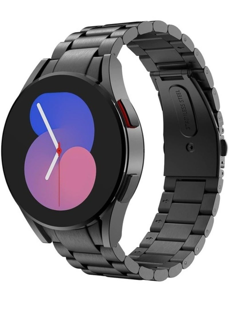 Black Stainless Steel Metal Band for Samsung Galaxy Watch – No-Gap Design for 7FE, 6, 5, 4 (40mm, 44mm), 5 Pro (45mm), 6 Classic (43mm, 47mm), and 4 Classic (42mm, 46mm)