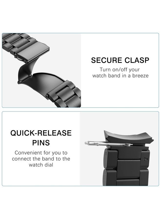 Black Stainless Steel Metal Band for Samsung Galaxy Watch – No-Gap Design for 7FE, 6, 5, 4 (40mm, 44mm), 5 Pro (45mm), 6 Classic (43mm, 47mm), and 4 Classic (42mm, 46mm)
