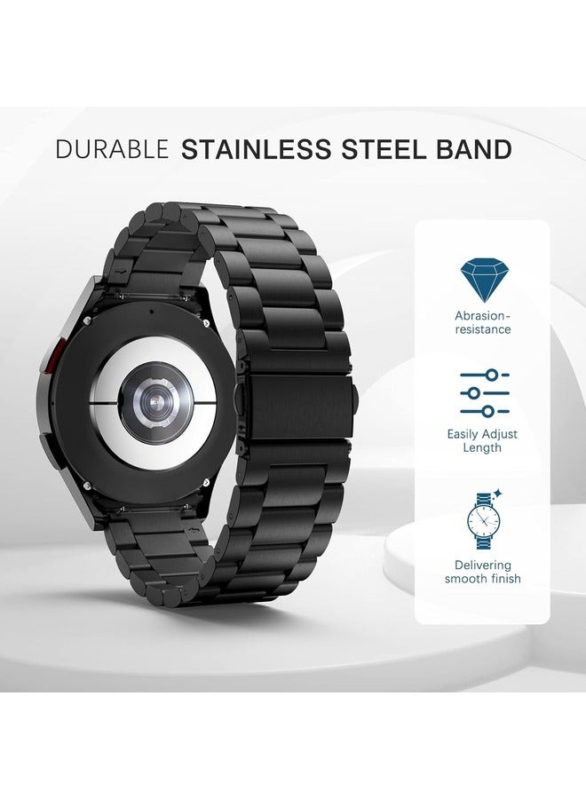Black Stainless Steel Metal Band for Samsung Galaxy Watch – No-Gap Design for 7FE, 6, 5, 4 (40mm, 44mm), 5 Pro (45mm), 6 Classic (43mm, 47mm), and 4 Classic (42mm, 46mm)