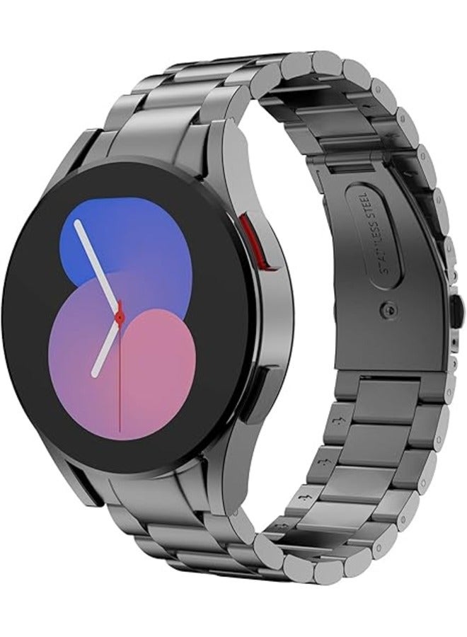 Gray Stainless Steel Metal Band for Samsung Galaxy Watch 7FE/6/5/4 (40mm/44mm) & Galaxy Watch 5 Pro (45mm), Galaxy Watch 6 Classic (43mm/47mm), Galaxy Watch 4 Classic (42mm/46mm) – No Gap Design