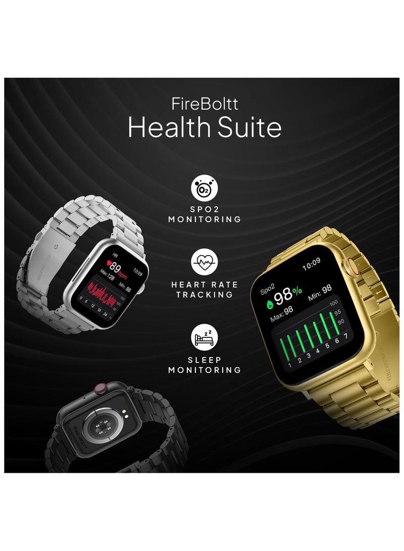 Fire-Boltt Lumos Stainless Steel Luxury Smart Watch with 1.91” Large Display, Bluetooth Calling, Voice Assistant, 100+ Sports Modes