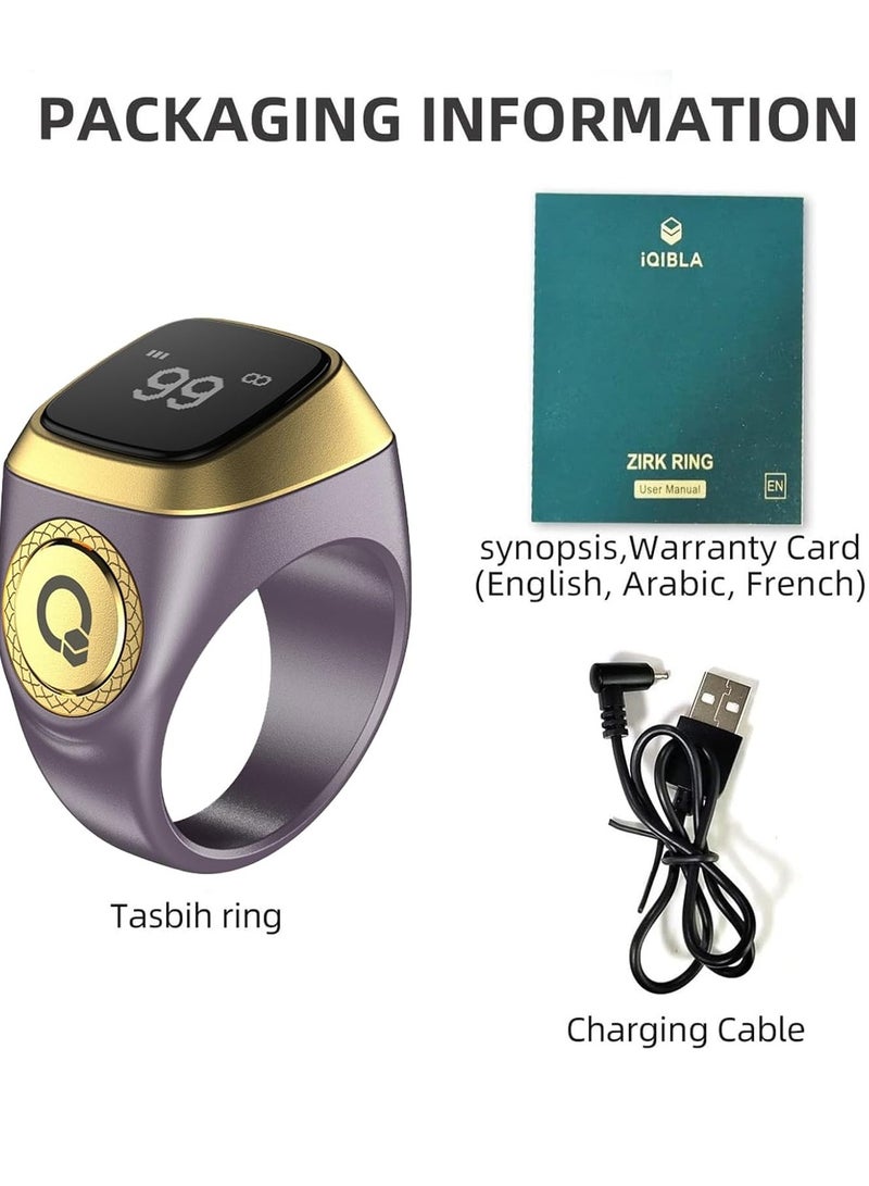 Original Smart Tasbih Zikr Ring 20MM Tally Tasbeeh Counter,Purple