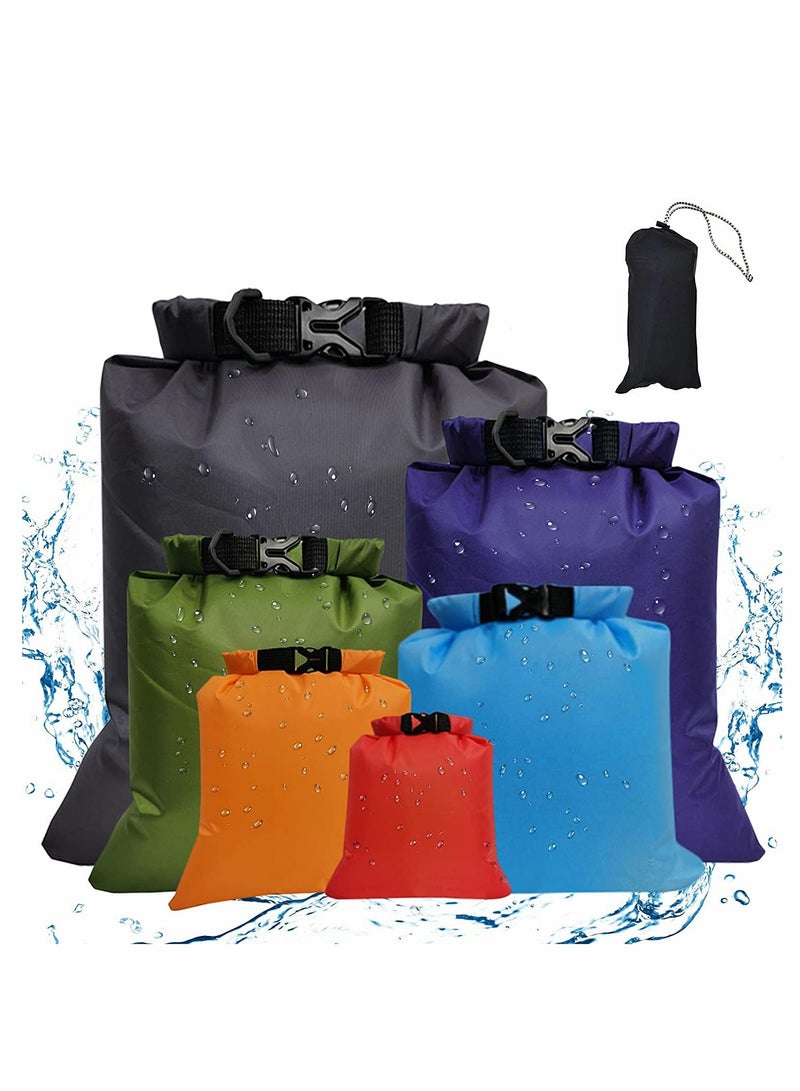 6 Pack Lightweight Waterproof Dry Bags for Outdoor Activities, Ideal for Rafting Boating Camping and Climbing, Perfect for Storing Personal Belongings