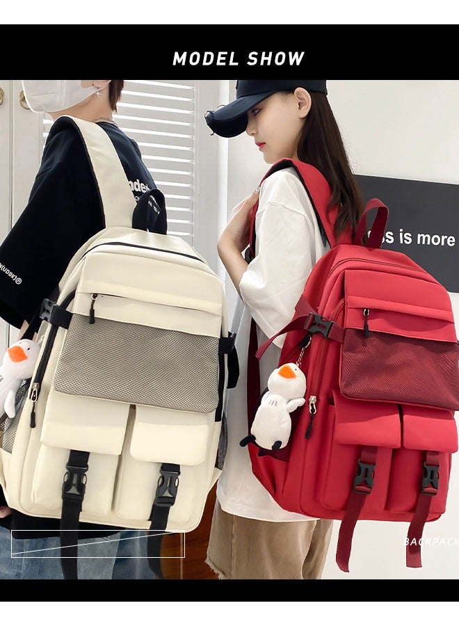 5 Piece Schoolbag Simple Large Capacity Backpack Campus Shoulder Bag Tote Bag Crossbody Storage Bag