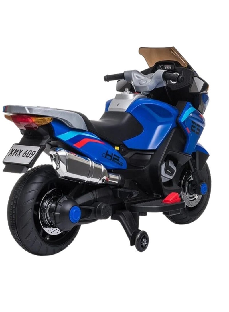 Megastar Ride on 12 v Electric Ride-On Motorbike for kids with Hand acceleration -Metallic  BLUE