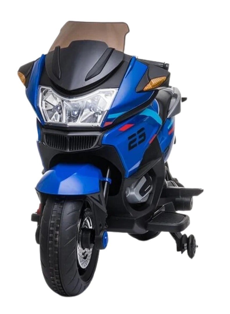 Megastar Ride on 12 v Electric Ride-On Motorbike for kids with Hand acceleration -Metallic  BLUE