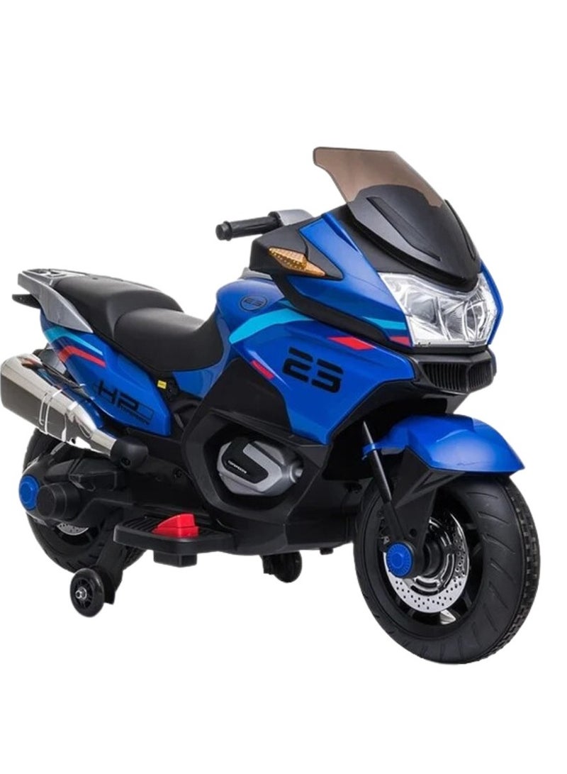 Megastar Ride on 12 v Electric Ride-On Motorbike for kids with Hand acceleration -Metallic  BLUE