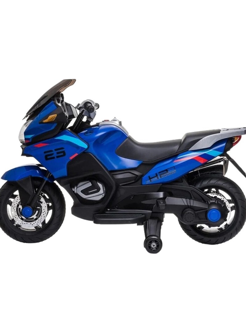 Megastar Ride on 12 v Electric Ride-On Motorbike for kids with Hand acceleration -Metallic  BLUE