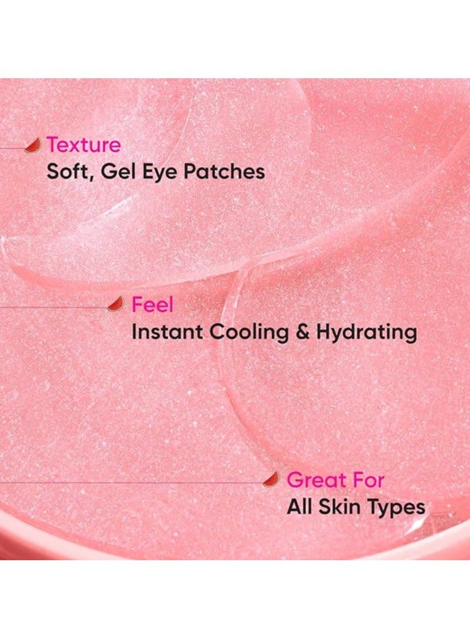 Dot & Key Watermelon Cooling Hydrogel Under Eye Patches for Dark Circles & Puffiness Reduction | With Hyaluronic & Niacinamide | Eye Patches | Instantly Hydrates, Cools & De-Puffs | 60 Patches