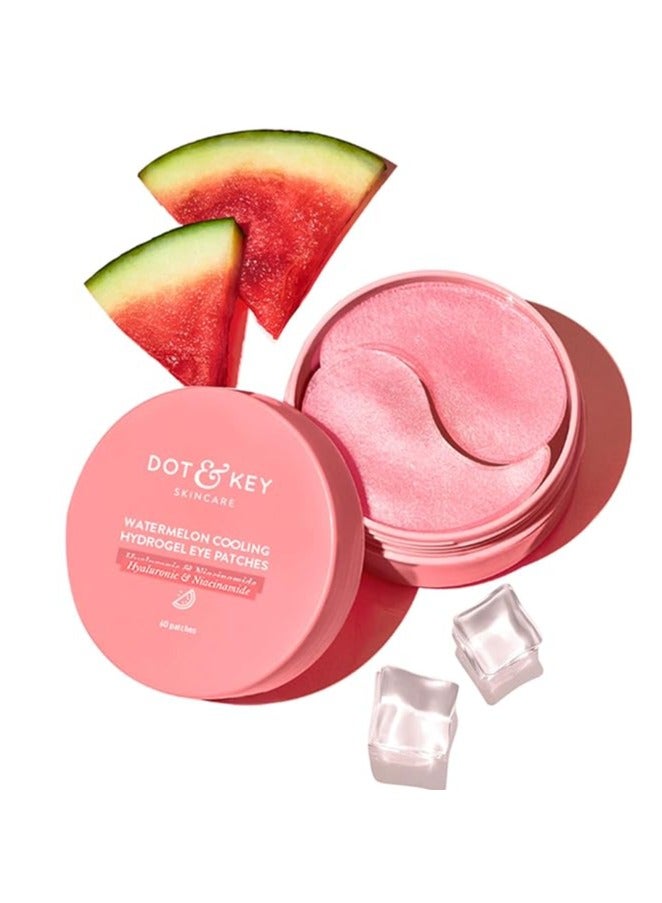 Dot & Key Watermelon Cooling Hydrogel Under Eye Patches for Dark Circles & Puffiness Reduction | With Hyaluronic & Niacinamide | Eye Patches | Instantly Hydrates, Cools & De-Puffs | 60 Patches